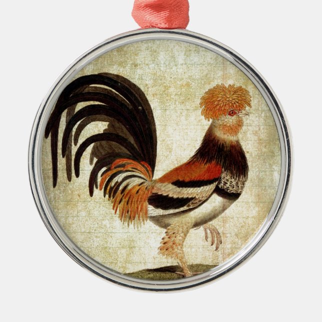 Ornamento De Metal Rico Rooster (Frente)
