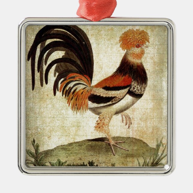 Ornamento De Metal Rico Rooster (Frente)