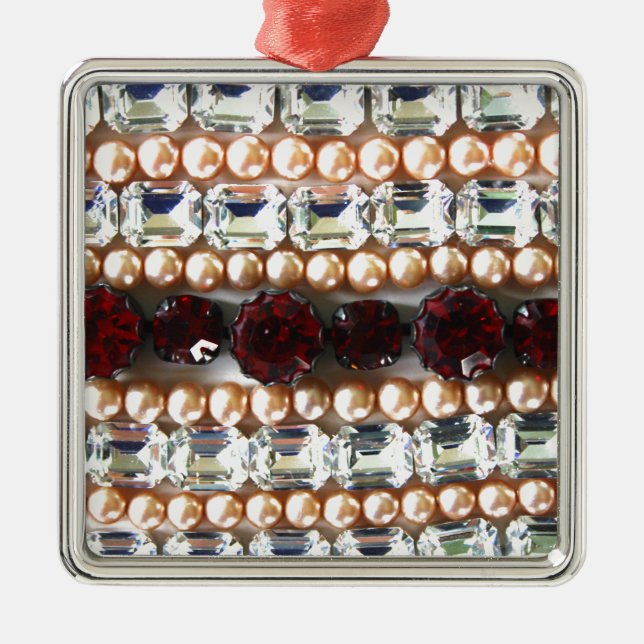 Ornamento De Metal Rinestonas e pérolas - joias de colheita (Frente)