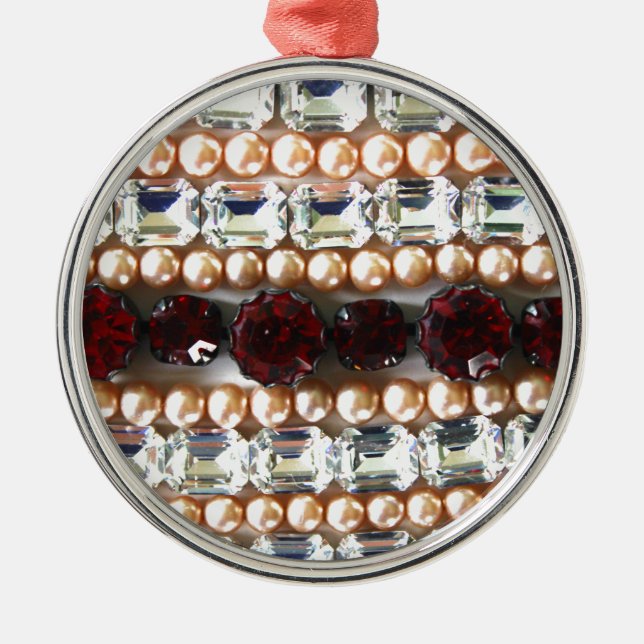 Ornamento De Metal Rinestonas e pérolas - joias de colheita (Frente)