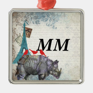 Ornamento De Metal Rinoceronte do vintage
