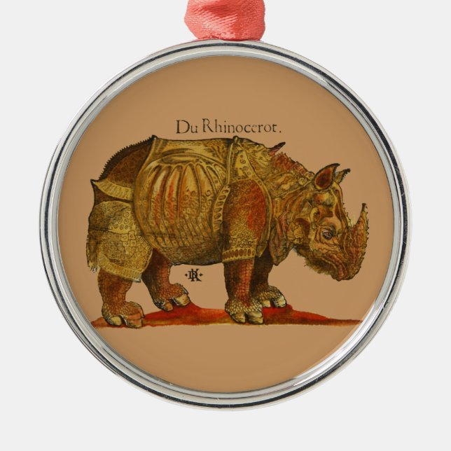 Ornamento De Metal Rinocerontes Rinocerontes de Vintage Rhino Durer A (Frente)
