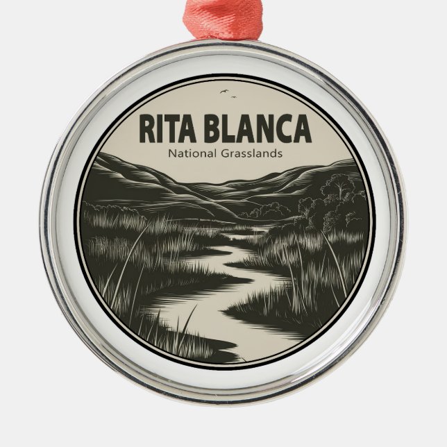 Ornamento De Metal Rita Blanca National Grasslands Stream (Frente)