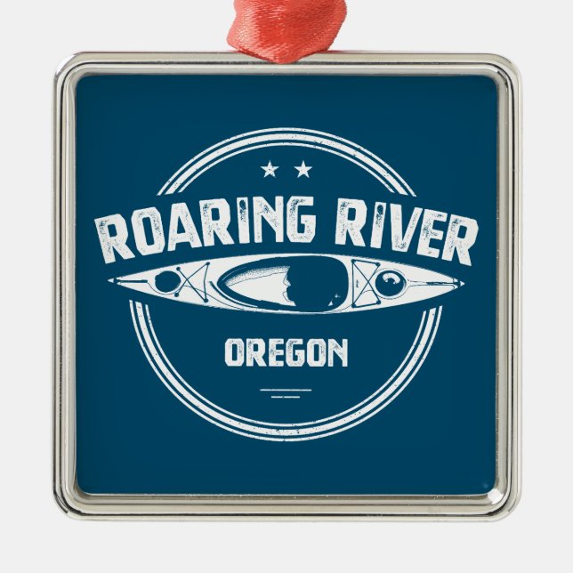 Ornamento De Metal Roaring River Oregon Kayak (Frente)