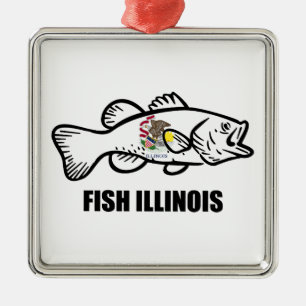 Ornamento De Metal Roba de Peixe Illinois Bass