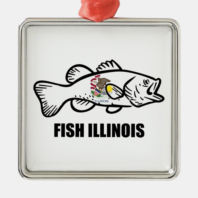 Ornamento De Metal Roba de Peixe Illinois Bass (Frente)