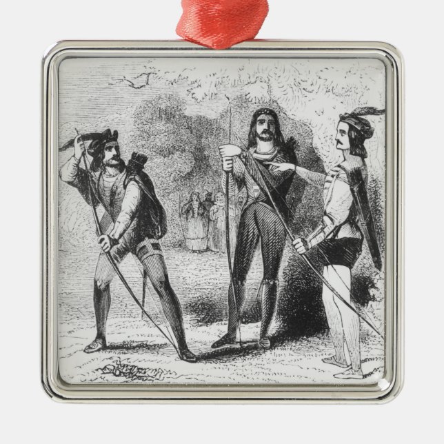 Ornamento De Metal Robin Hood, escarlate e John (Frente)