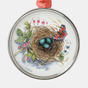 Ornamento De Metal Robin Nest