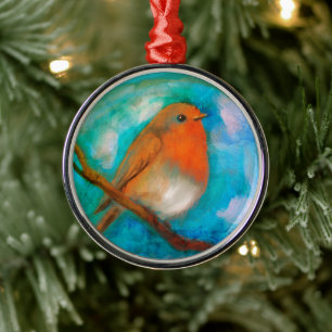 Ornamento De Metal Robin Rebreast Ornament