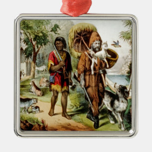 Ornamento De Metal Robinson e o Homem dele na sexta-feira