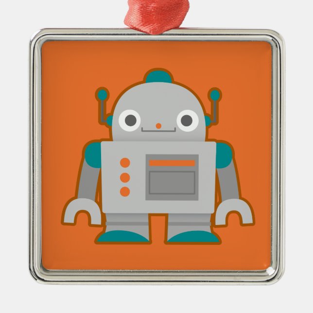 Ornamento De Metal Robô cinzento bonito (Frente)