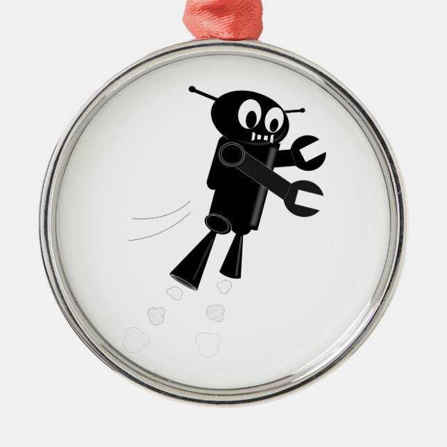 Ornamento De Metal Robô Voador Negro (Frente)