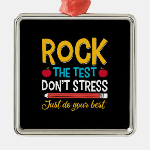 Ornamento De Metal Rock The Test Não Stress Apenas Faça O Seu Melhor