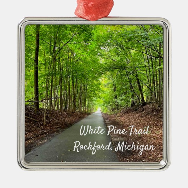 Ornamento De Metal Rockford Michigan White Pine Walking Trail (Frente)