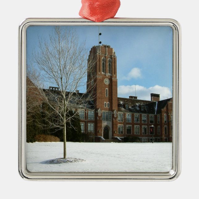Ornamento De Metal Rockwell no inverno no Grove City College (Frente)