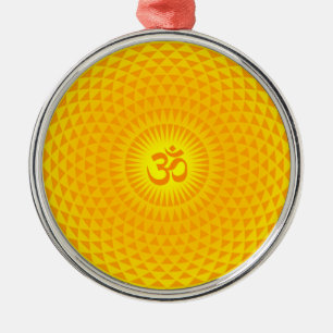 Ornamento De Metal Roda de meditação da flor de lótus do sol dourado