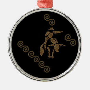 Ornamento De Metal Rodeo Bull Rider em um Longhorn