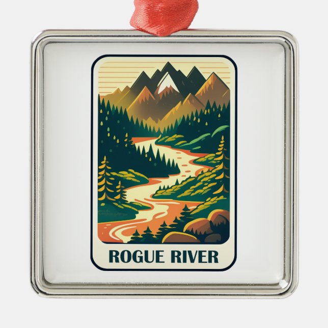 Ornamento De Metal Rogue River Oregon Colors (Frente)