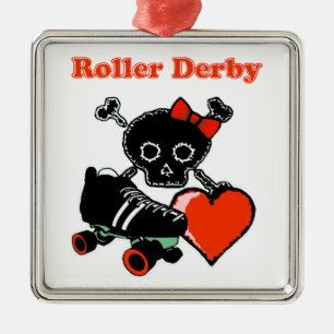Ornamento De Metal Roller Derby Heart (Vermelho)