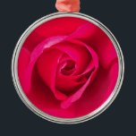 Ornamento De Metal Romântica Rosa Vermelha Rosa v2<br><div class="desc">Romântica rosa e rosa vermelha.</div>