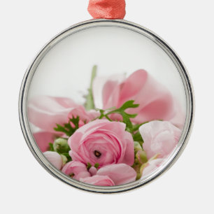 Ornamento De Metal Romântico Casamento Adorava Buquê Flor Rosa Suave