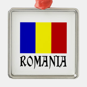 Ornamento De Metal Romênia e Bandeira Romena