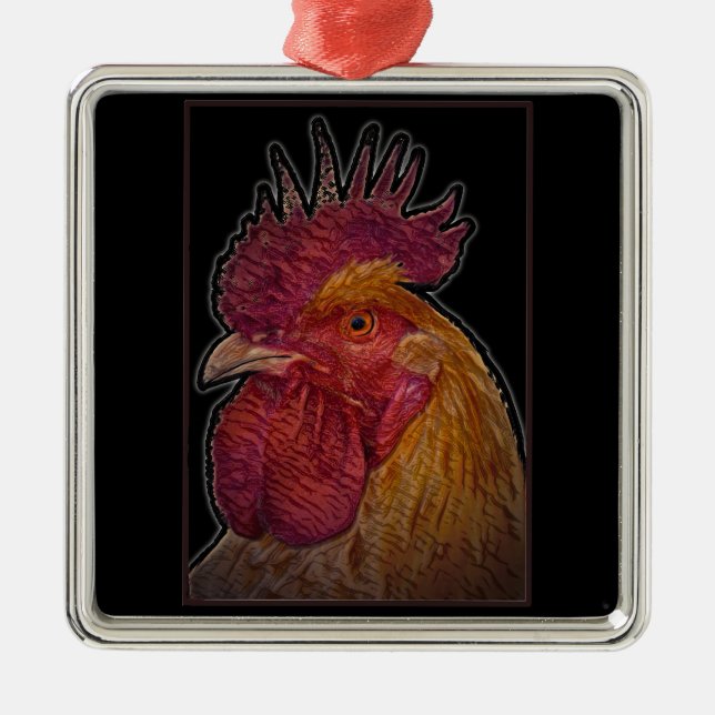 Ornamento De Metal Rooster / El Gallo (Frente)