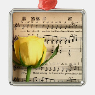 Ornamento De Metal Rosa Amarelo de Folha