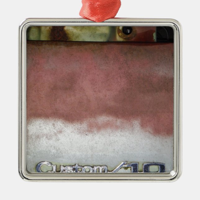 Ornamento De Metal rosa e branco deluxe personalizados (Frente)