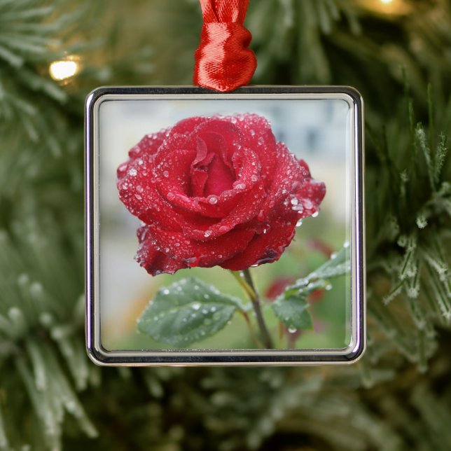 Ornamento De Metal Rosa em gotas de chuva (Árvore)