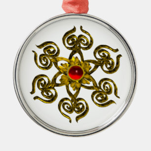 Ornamento De Metal ROSA ouro RUBY, branco