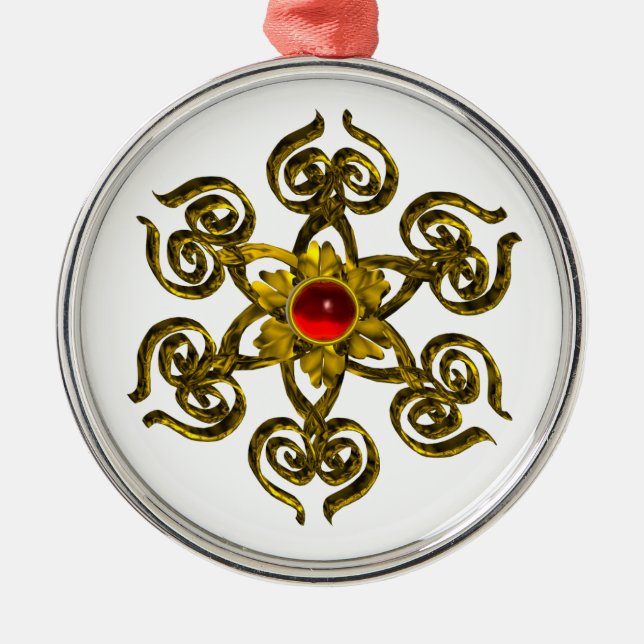 Ornamento De Metal ROSA ouro RUBY, branco (Frente)