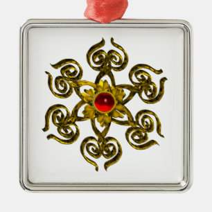 Ornamento De Metal ROSA ouro RUBY, branco