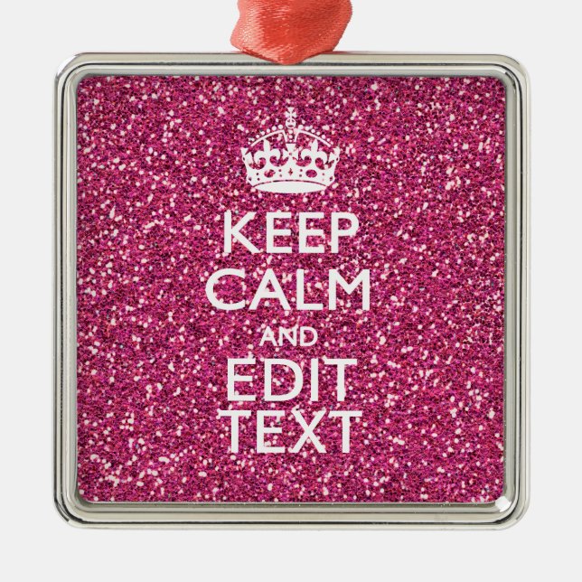 Ornamento De Metal Rosa personalizado mantenha calma decor (Frente)