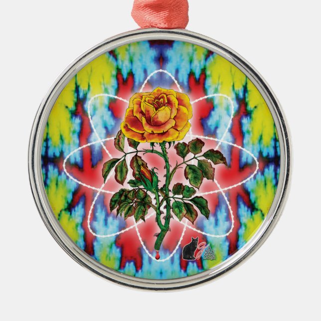 Ornamento De Metal Rosa Rad Rad (Frente)