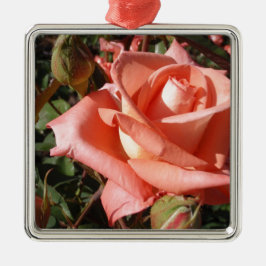 Ornamento De Metal Rosa Rosa Peachada