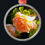 Ornamento De Metal Rosas de Pêssego do País<br><div class="desc">Rosas coloridas de pêssego da moda romântica - foto de H Cooper</div>