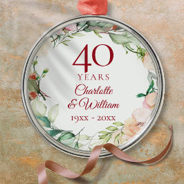 Ornamento De Metal Rosas de Verão Doce Garland 40º Aniversário