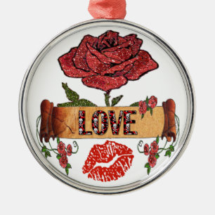Ornamento De Metal Rosas RAB Rockabilly, Love & Lipstick
