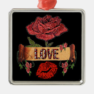 Ornamento De Metal Rosas Rockabilly RAB, Amor & Batom