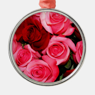 Ornamento De Metal Rosas, rosa e vermelho