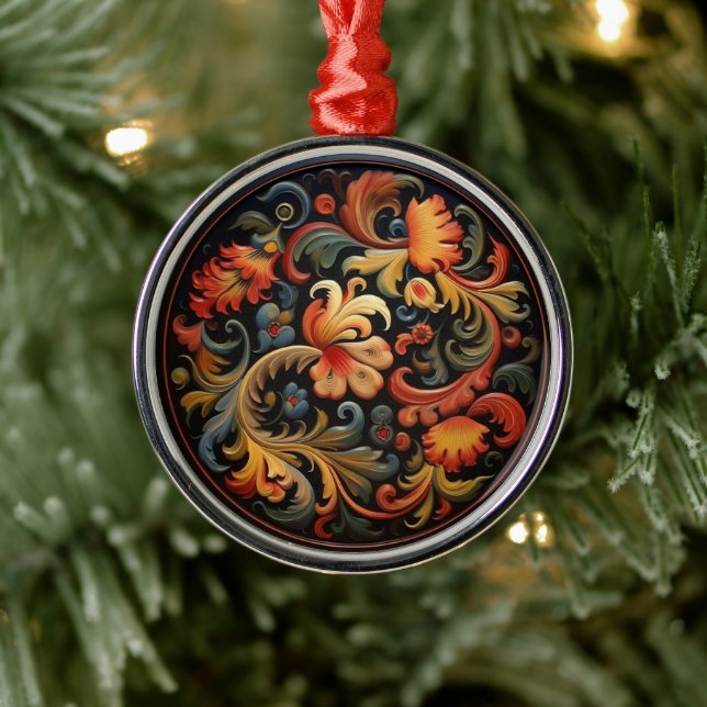 Ornamento De Metal RosePintura Moderna 3 de 6 (Árvore)