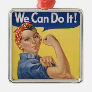 Ornamento De Metal Rosie the Riveter: Forte Empoderamento feminino
