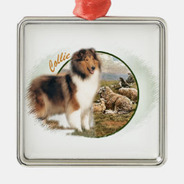 Ornamento De Metal Rough Collie Keeper da ovelha