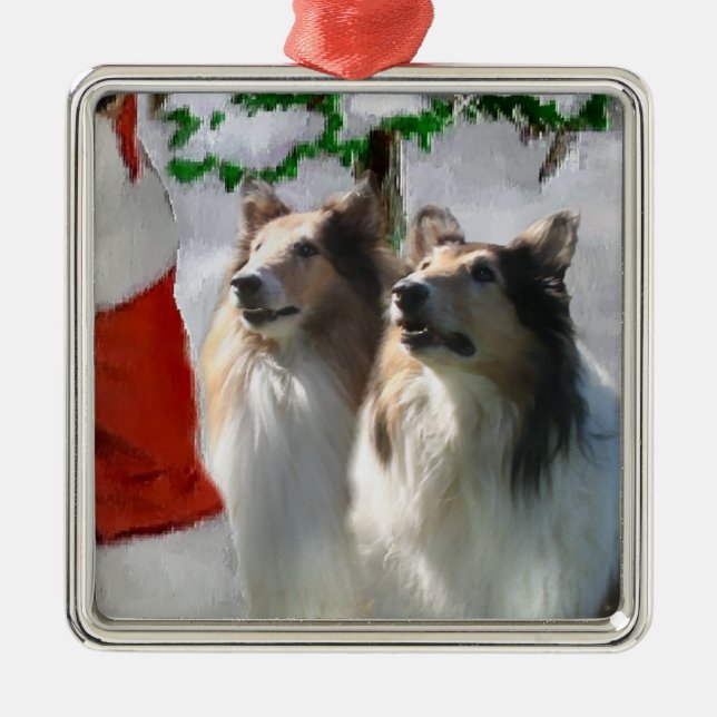 Ornamento De Metal Rough Collie Natal Ornaments (Frente)