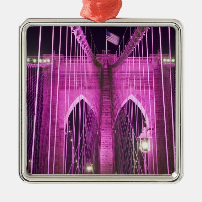 Ornamento De Metal Roxo do Lit da ponte de Brooklyn (Frente)