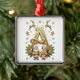 Ornamento De Metal Royal Gold Letter A Luxury Silver Framed Ornament