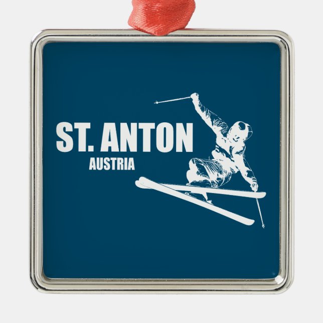 Ornamento De Metal Rua Anton Austria Skier (Frente)