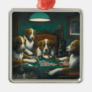 Ornamento De Metal Rua Bernard Dogs Jogando Poker (Kitsch Animal Art)