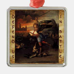 Ornamento De Metal Rua Michael e Dragon Prayer